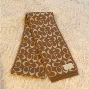 Coach woman’s scarf. 2 tone Tan and Cream.